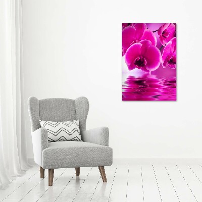 Cuadro de vidrio templado 4mm para pared vertical Orquídea rosa