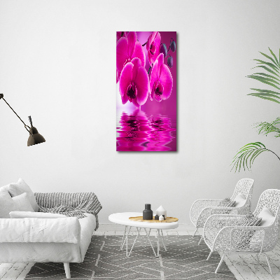 Cuadro de vidrio templado 4mm para pared vertical Orquídea rosa