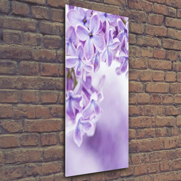 Fotocuadro de cristal elegante para hogar vertical flores lilas