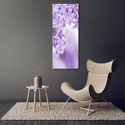 Fotocuadro de cristal elegante para hogar vertical flores lilas