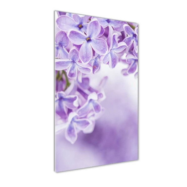 Fotocuadro de cristal elegante para hogar vertical flores lilas