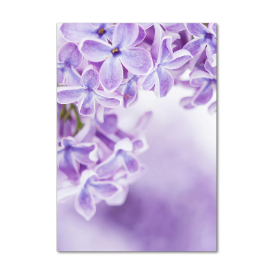 Fotocuadro de cristal elegante para hogar vertical flores lilas