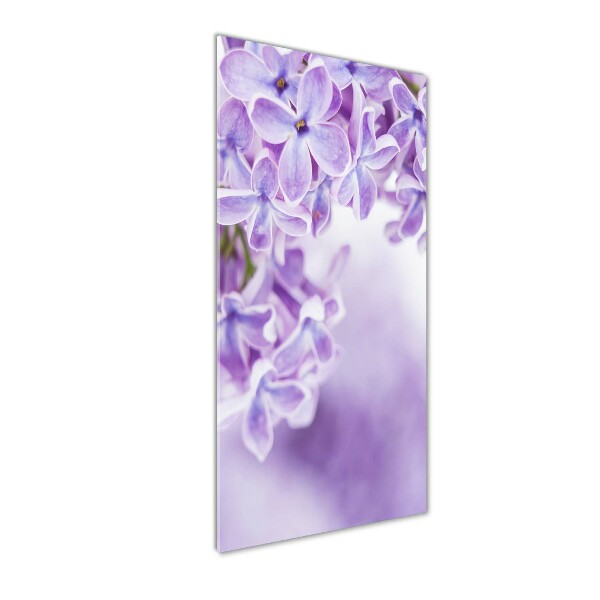 Fotocuadro de cristal elegante para hogar vertical flores lilas