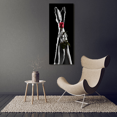 Cuadro decorativo en cristal con canto pulido vertical Rosa y pies