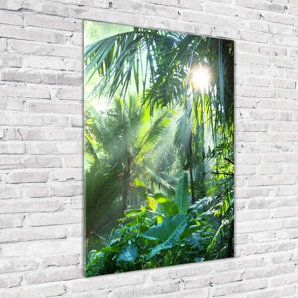 Cuadro decorativo en cristal con canto pulido vertical Selva