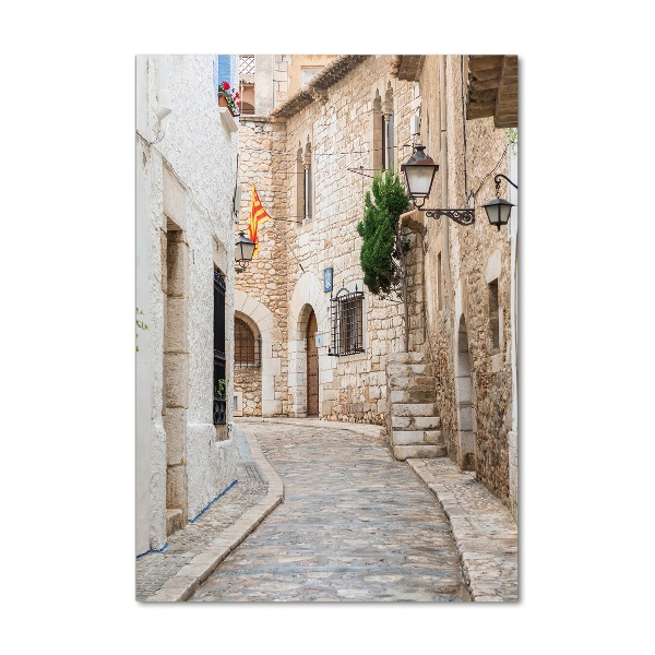 Cuadro de cristal moderno efecto brillo vertical Calles en España