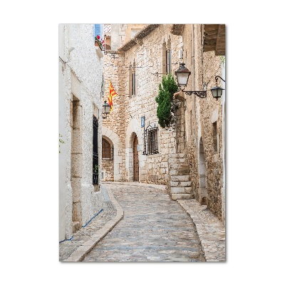 Cuadro de cristal moderno efecto brillo vertical Calles en España