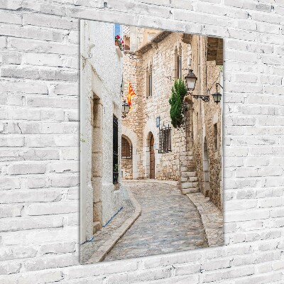 Cuadro de cristal moderno efecto brillo vertical Calles en España