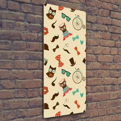 Cuadro de cristal moderno efecto brillo vertical Gafas de bicicleta con forma de búho