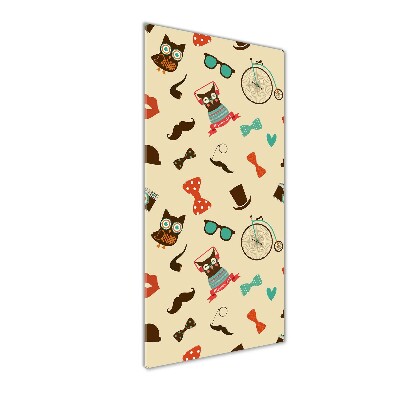 Foto obraz na szkle pionowy Sowa rower okulary