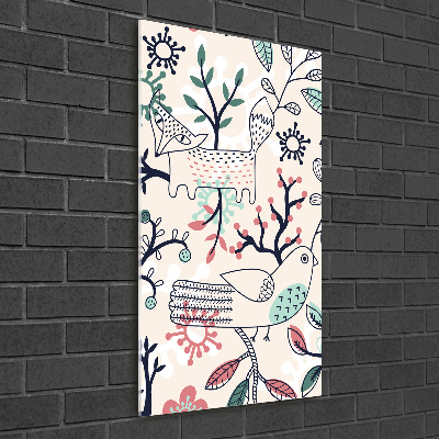 Cuadro de vidrio templado 4mm para pared vertical Animales y flores