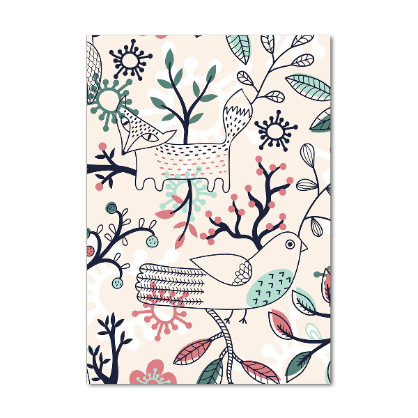 Cuadro de vidrio templado 4mm para pared vertical Animales y flores