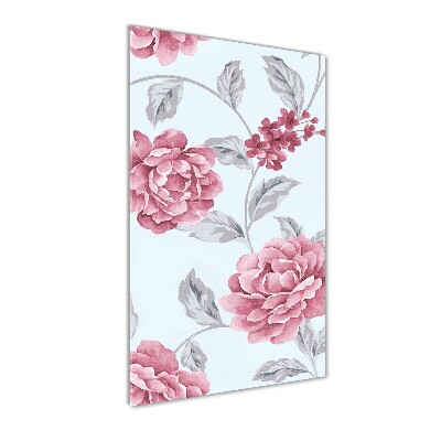 Cuadro de vidrio templado 4mm para pared vertical Peonías