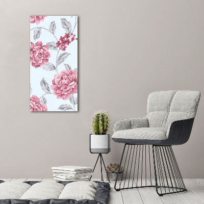 Cuadro de vidrio templado 4mm para pared vertical Peonías