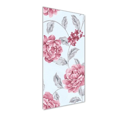 Cuadro de vidrio templado 4mm para pared vertical Peonías