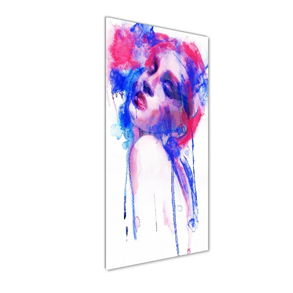 Cuadro decorativo en cristal con canto pulido vertical Mujer abstracta