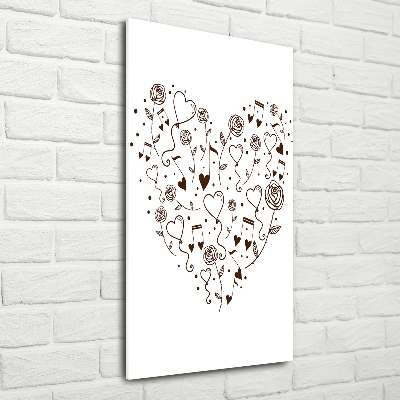 Cuadro de vidrio templado 4mm para pared vertical Corazón