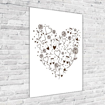 Cuadro de vidrio templado 4mm para pared vertical Corazón