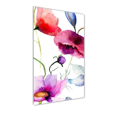 Fotocuadro de cristal elegante para hogar vertical Amapolas