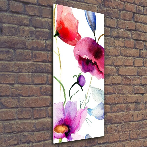Fotocuadro de cristal elegante para hogar vertical Amapolas