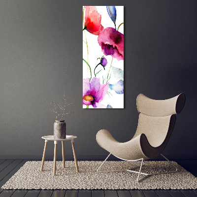 Fotocuadro de cristal elegante para hogar vertical Amapolas