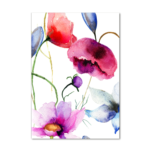 Fotocuadro de cristal elegante para hogar vertical Amapolas