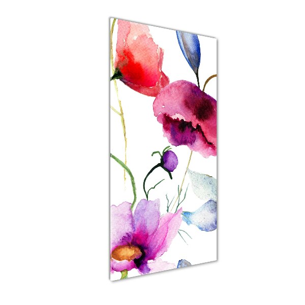 Fotocuadro de cristal elegante para hogar vertical Amapolas