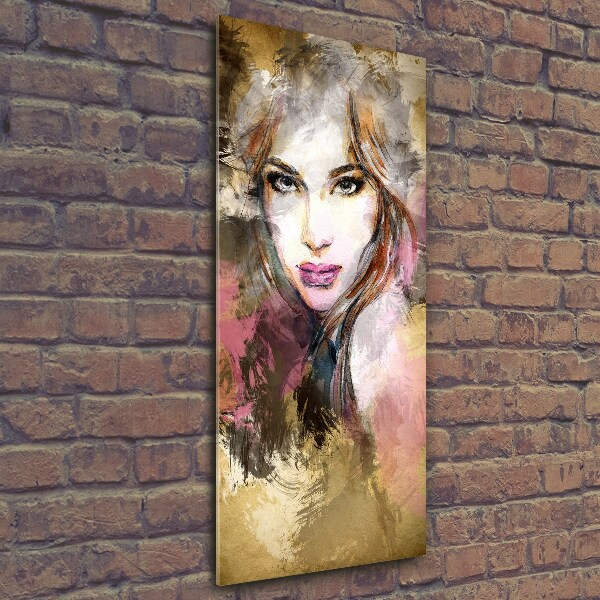 Cuadro de cristal moderno efecto brillo vertical Mujer abstracta