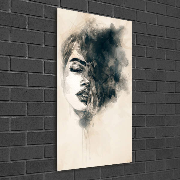 Cuadro de vidrio templado 4mm para pared vertical Mujer abstracta