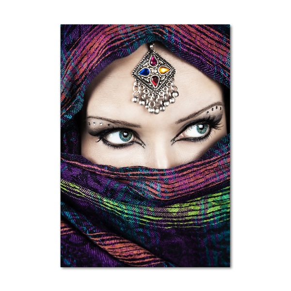 Cuadro de vidrio templado 4mm para pared vertical mujer india