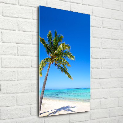 Cuadro de cristal moderno efecto brillo vertical Playa tropical