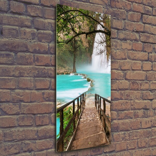 Cuadro decorativo en cristal con canto pulido vertical Cascada de México