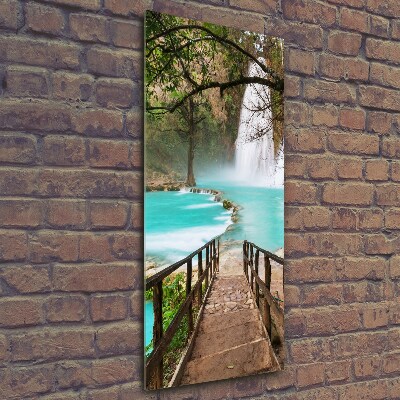 Cuadro decorativo en cristal con canto pulido vertical Cascada de México