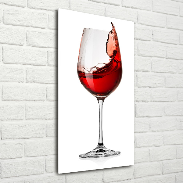 Cuadro de cristal moderno efecto brillo vertical Vino tinto