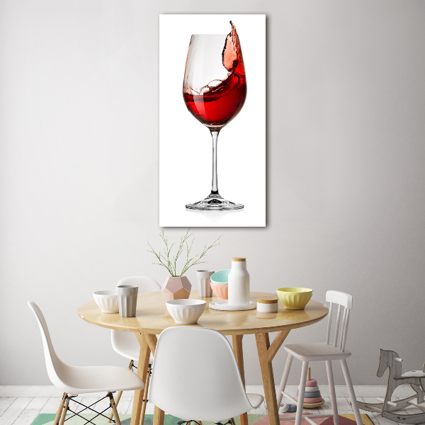 Cuadro de cristal moderno efecto brillo vertical Vino tinto