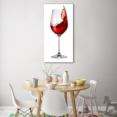 Cuadro de cristal moderno efecto brillo vertical Vino tinto
