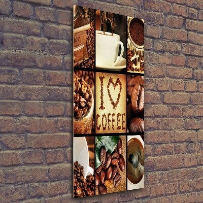 Cuadro decorativo en cristal con canto pulido vertical Collage de café