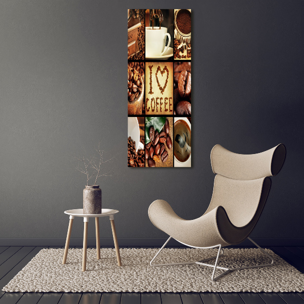 Cuadro decorativo en cristal con canto pulido vertical Collage de café