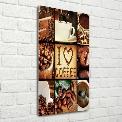 Cuadro decorativo en cristal con canto pulido vertical Collage de café