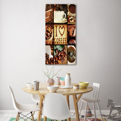 Cuadro decorativo en cristal con canto pulido vertical Collage de café