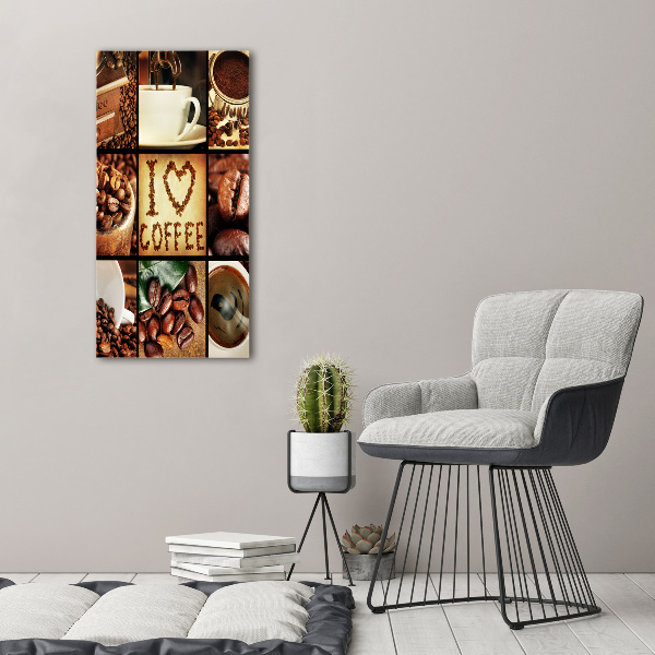 Cuadro decorativo en cristal con canto pulido vertical Collage de café