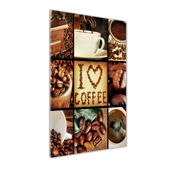 Cuadro decorativo en cristal con canto pulido vertical Collage de café