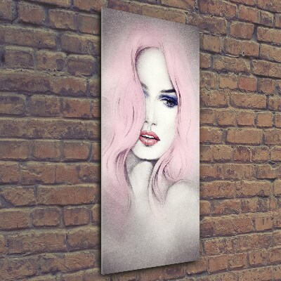 Cuadro decorativo en cristal con canto pulido vertical Mujer abstracta