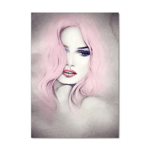 Cuadro decorativo en cristal con canto pulido vertical Mujer abstracta