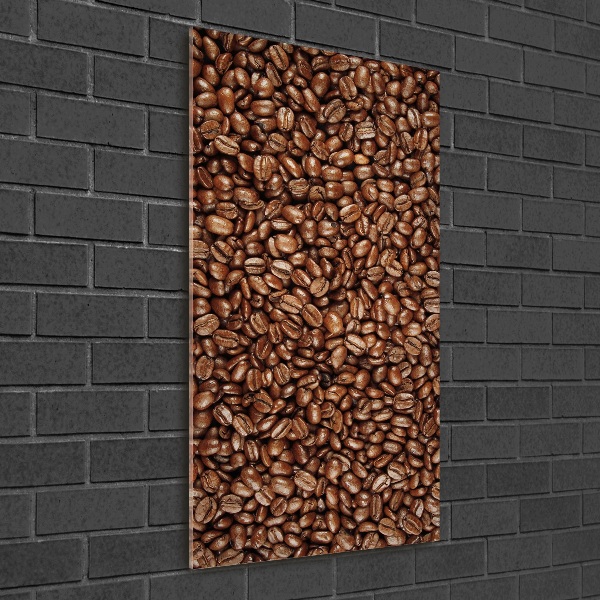 Cuadro decorativo en cristal con canto pulido vertical Granos de café