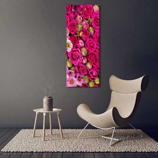 Cuadro decorativo en cristal con canto pulido vertical Un ramo de flores