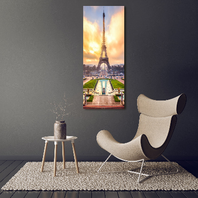 Cuadro decorativo en cristal con canto pulido vertical Torre Eiffel de París