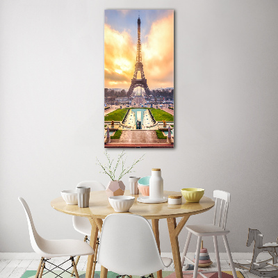 Cuadro decorativo en cristal con canto pulido vertical Torre Eiffel de París