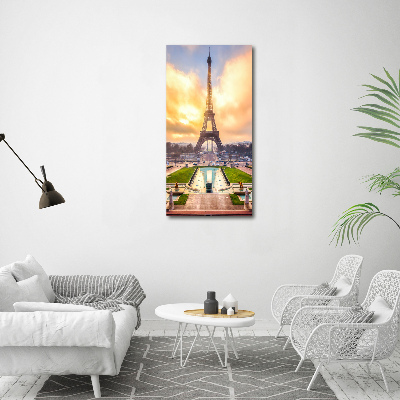 Cuadro decorativo en cristal con canto pulido vertical Torre Eiffel de París