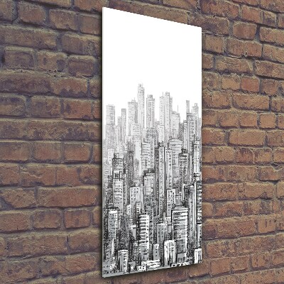 Cuadro de cristal moderno efecto brillo vertical Rascacielos